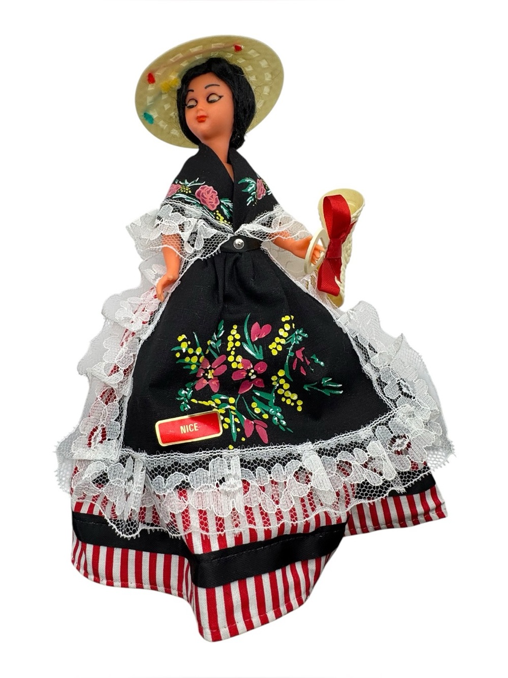 Vintage Nice France Souvenir Costume Doll Lace Dress Fashion